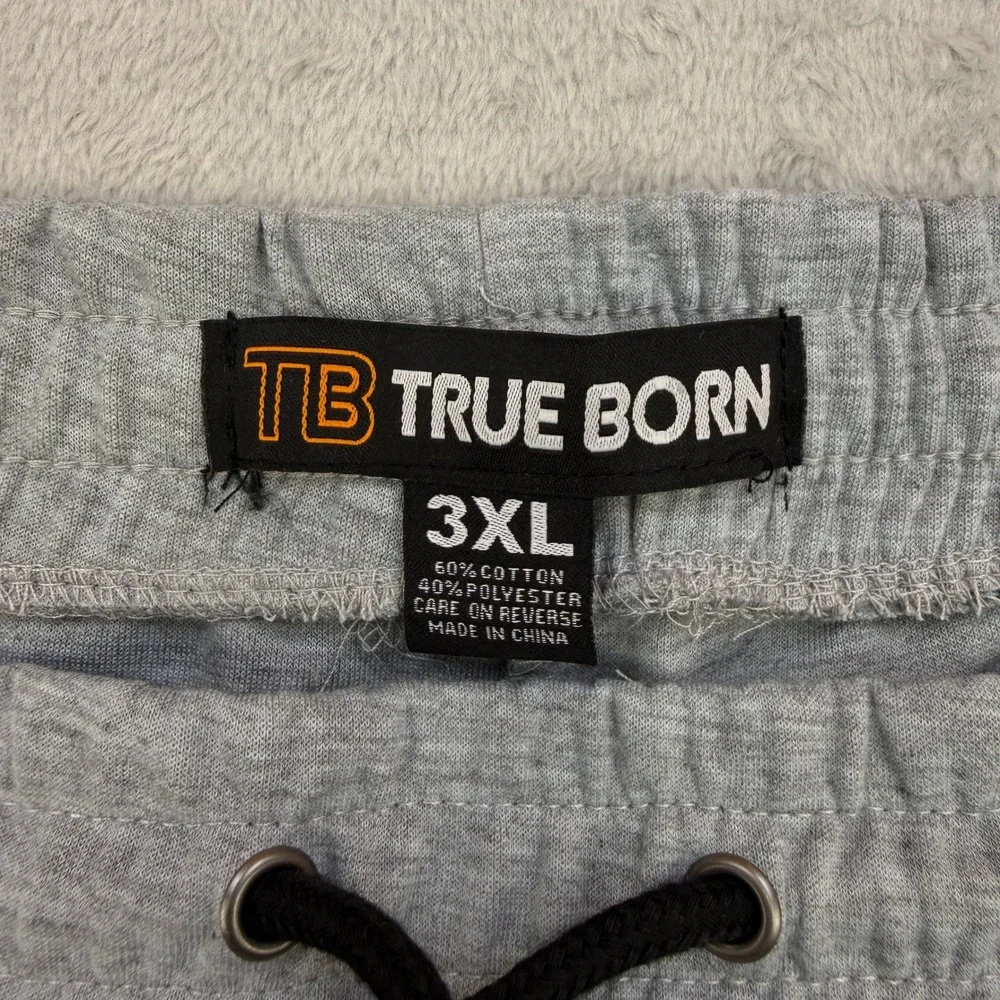 True Born Shorts Mens 3XL Gray‎ Drawstring Athletic Knit Lounge Pockets